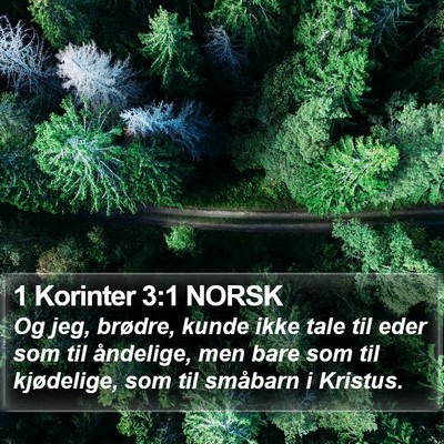 1 Korinter 3:1 NORSK Bible Verse Image