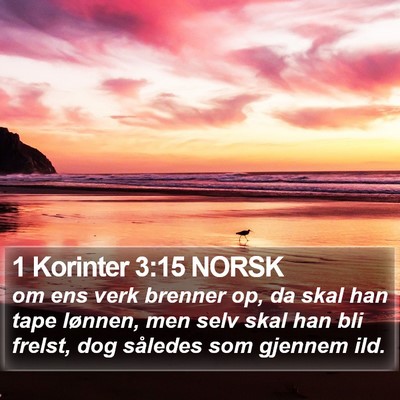 1 Korinter 3:15 NORSK Bible Verse Image
