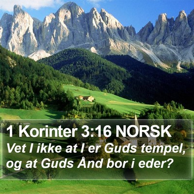 1 Korinter 3:16 NORSK Bible Verse Image