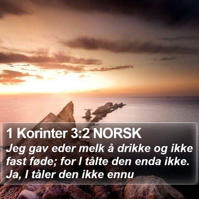 1 Korinter 3:2 NORSK Bible Verse Image