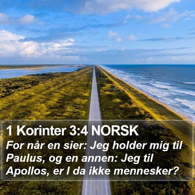 1 Korinter 3:4 NORSK Bible Verse Image