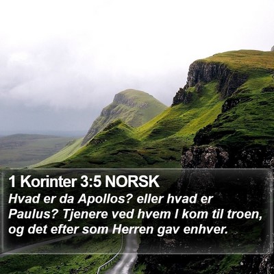 1 Korinter 3:5 NORSK Bible Verse Image