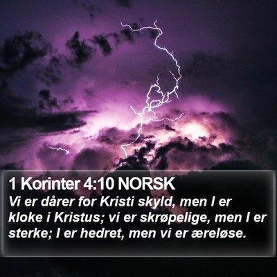 1 Korinter 4:10 NORSK Bible Verse Image