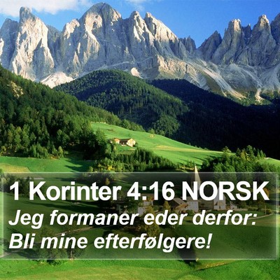 1 Korinter 4:16 NORSK Bible Verse Image