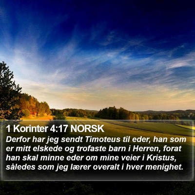 1 Korinter 4:17 NORSK Bible Verse Image