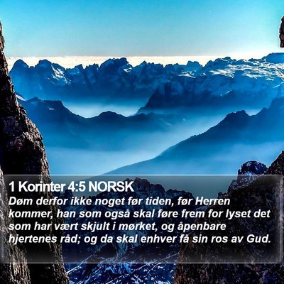 1 Korinter 4:5 NORSK Bible Verse Image