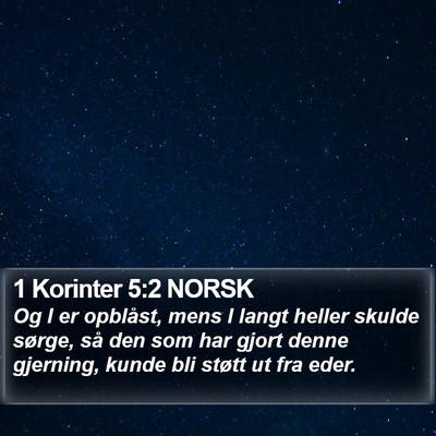 1 Korinter 5:2 NORSK Bible Verse Image