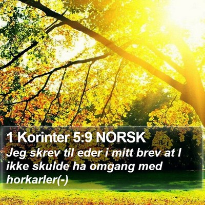 1 Korinter 5:9 NORSK Bible Verse Image