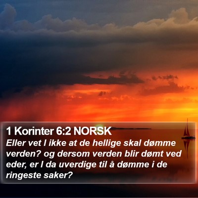 1 Korinter 6:2 NORSK Bible Verse Image
