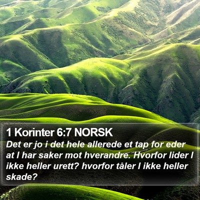 1 Korinter 6:7 NORSK Bible Verse Image