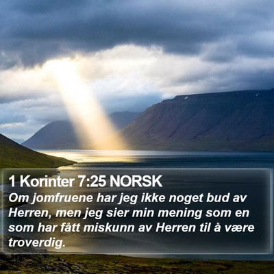 1 Korinter 7:25 NORSK Bible Verse Image