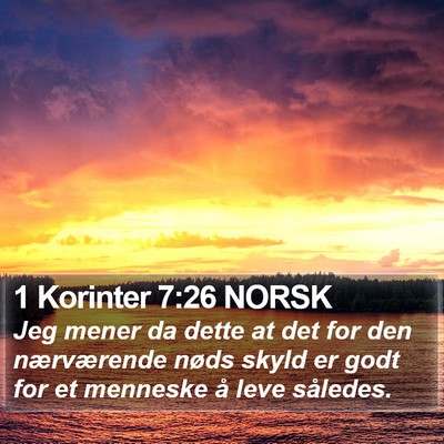 1 Korinter 7:26 NORSK Bible Verse Image