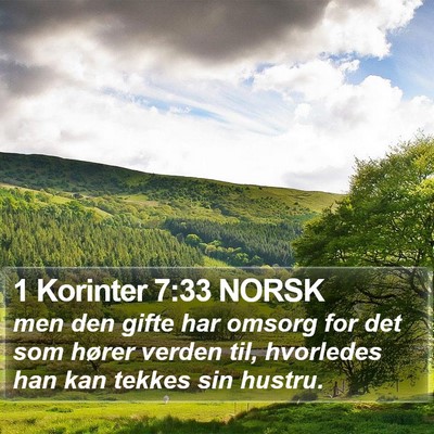 1 Korinter 7:33 NORSK Bible Verse Image