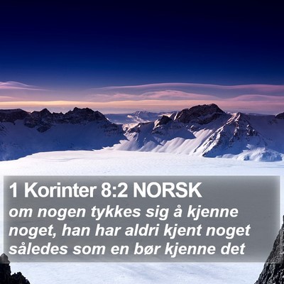 1 Korinter 8:2 NORSK Bible Verse Image
