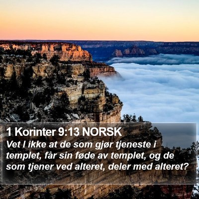 1 Korinter 9:13 NORSK Bible Verse Image