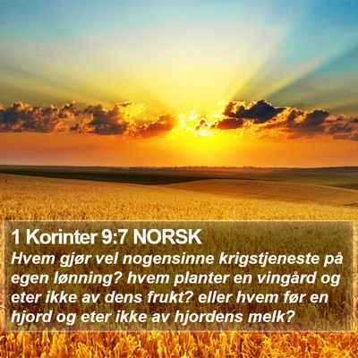 1 Korinter 9:7 NORSK Bible Verse Image