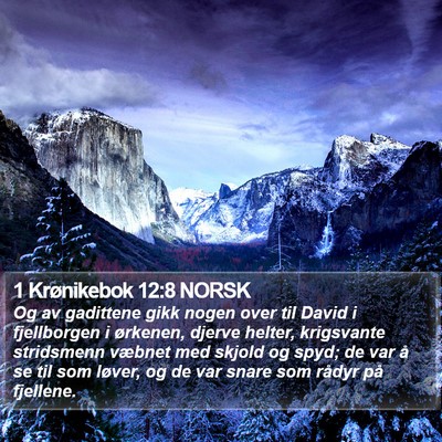 1 Krønikebok 12:8 NORSK Bible Verse Image