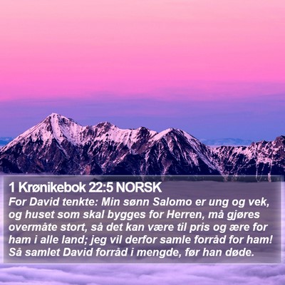 1 Krønikebok 22:5 NORSK Bible Verse Image