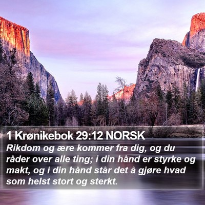 1 Krønikebok 29:12 NORSK Bible Verse Image