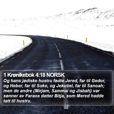 1 Krønikebok 4:18 NORSK Bible Verse Image
