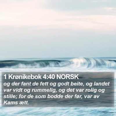 1 Krønikebok 4:40 NORSK Bible Verse Image