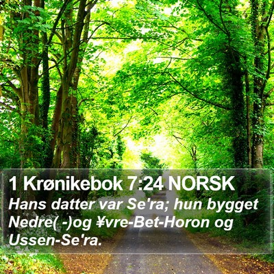 1 Krønikebok 7:24 NORSK Bible Verse Image
