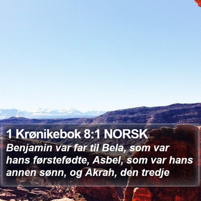 1 Krønikebok 8:1 NORSK Bible Verse Image