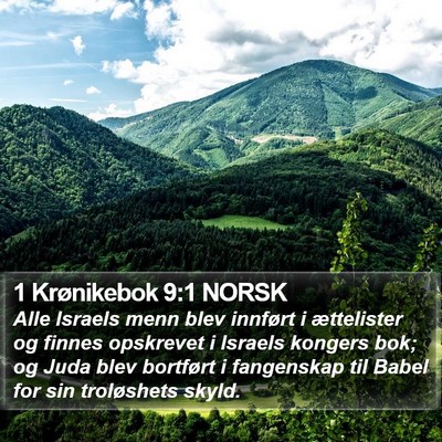 1 Krønikebok 9:1 NORSK Bible Verse Image