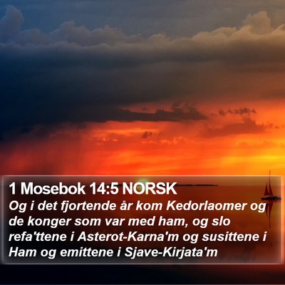 1 Mosebok 14:5 NORSK Bible Verse Image