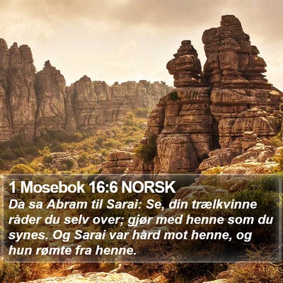1 Mosebok 16:6 NORSK Bible Verse Image