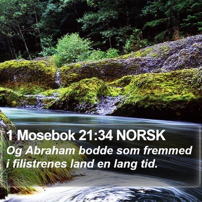 1 Mosebok 21:34 NORSK Bible Verse Image