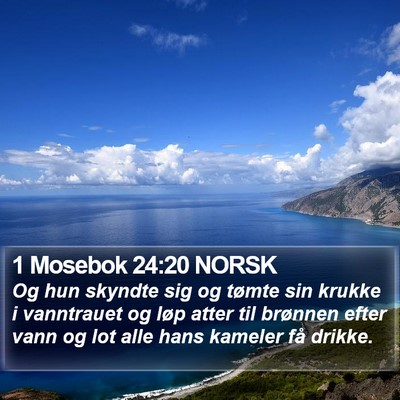 1 Mosebok 24:20 NORSK Bible Verse Image