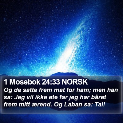 1 Mosebok 24:33 NORSK Bible Verse Image
