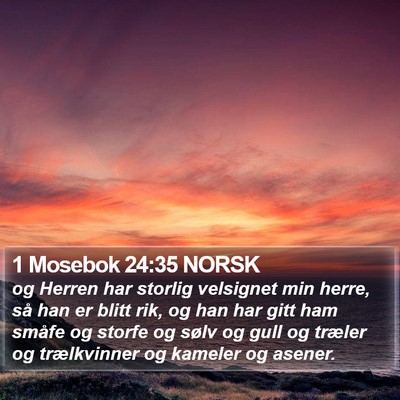 1 Mosebok 24:35 NORSK Bible Verse Image
