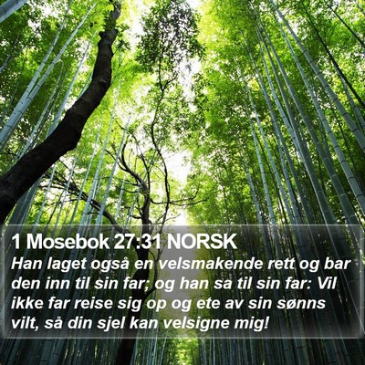1 Mosebok 27:31 NORSK Bible Verse Image