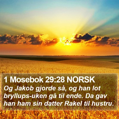 1 Mosebok 29:28 NORSK Bible Verse Image