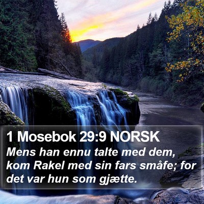 1 Mosebok 29:9 NORSK Bible Verse Image