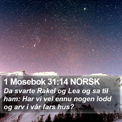 1 Mosebok 31:14 NORSK Bible Verse Image