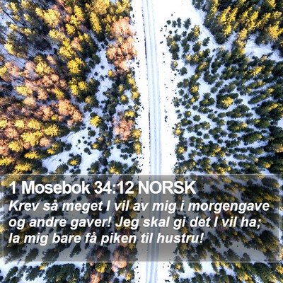 1 Mosebok 34:12 NORSK Bible Verse Image