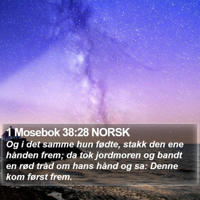 1 Mosebok 38:28 NORSK Bible Verse Image