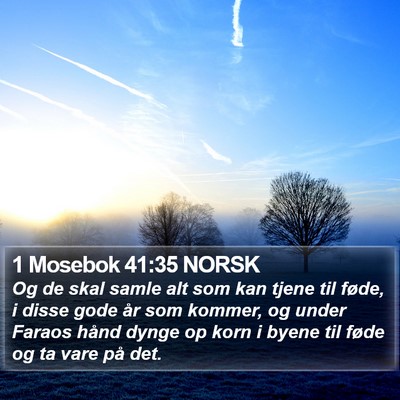 1 Mosebok 41:35 NORSK Bible Verse Image