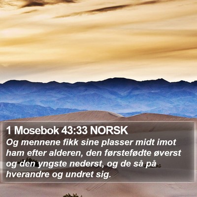 1 Mosebok 43:33 NORSK Bible Verse Image