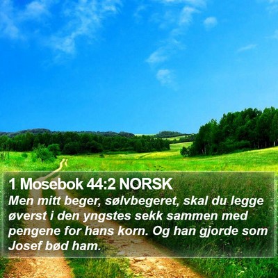 1 Mosebok 44:2 NORSK Bible Verse Image