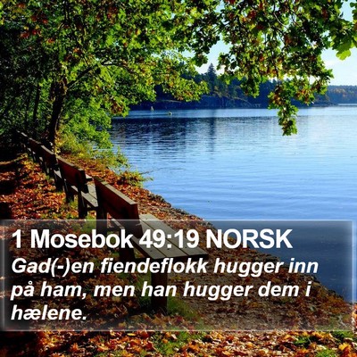 1 Mosebok 49:19 NORSK Bible Verse Image