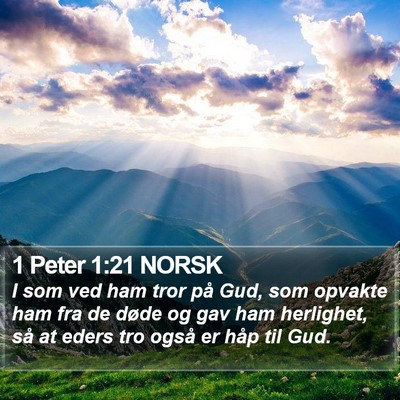 1 Peter 1:21 NORSK Bible Verse Image