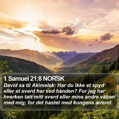 1 Samuel 21:8 NORSK Bible Verse Image