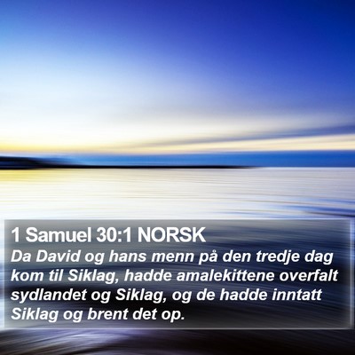 1 Samuel 30:1 NORSK Bible Verse Image