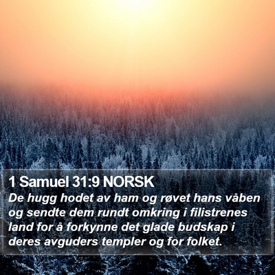 1 Samuel 31:9 NORSK Bible Verse Image