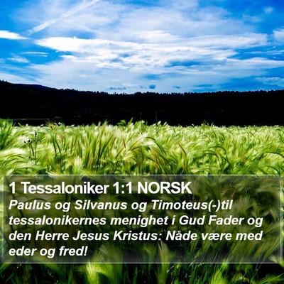 1 Tessaloniker 1:1 NORSK Bible Verse Image