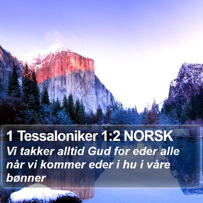 1 Tessaloniker 1:2 NORSK Bible Verse Image